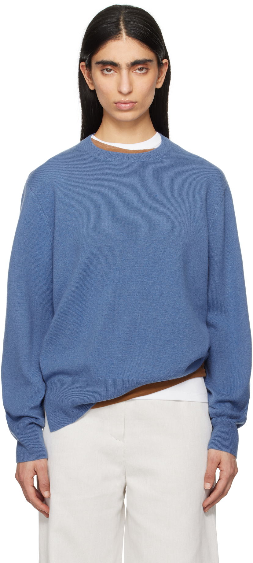 Cветр TOTEME TOTEME Crew-Neck Cashmere Knit Sweater Синій | 252-WRT1734-YA0016
