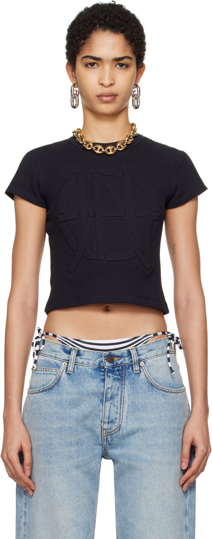 Кроп-топи Jean Paul Gaultier Gaultier 'The JPG' Cropped T-Shirt чорний | 25/33-F-TS097E-J071-00