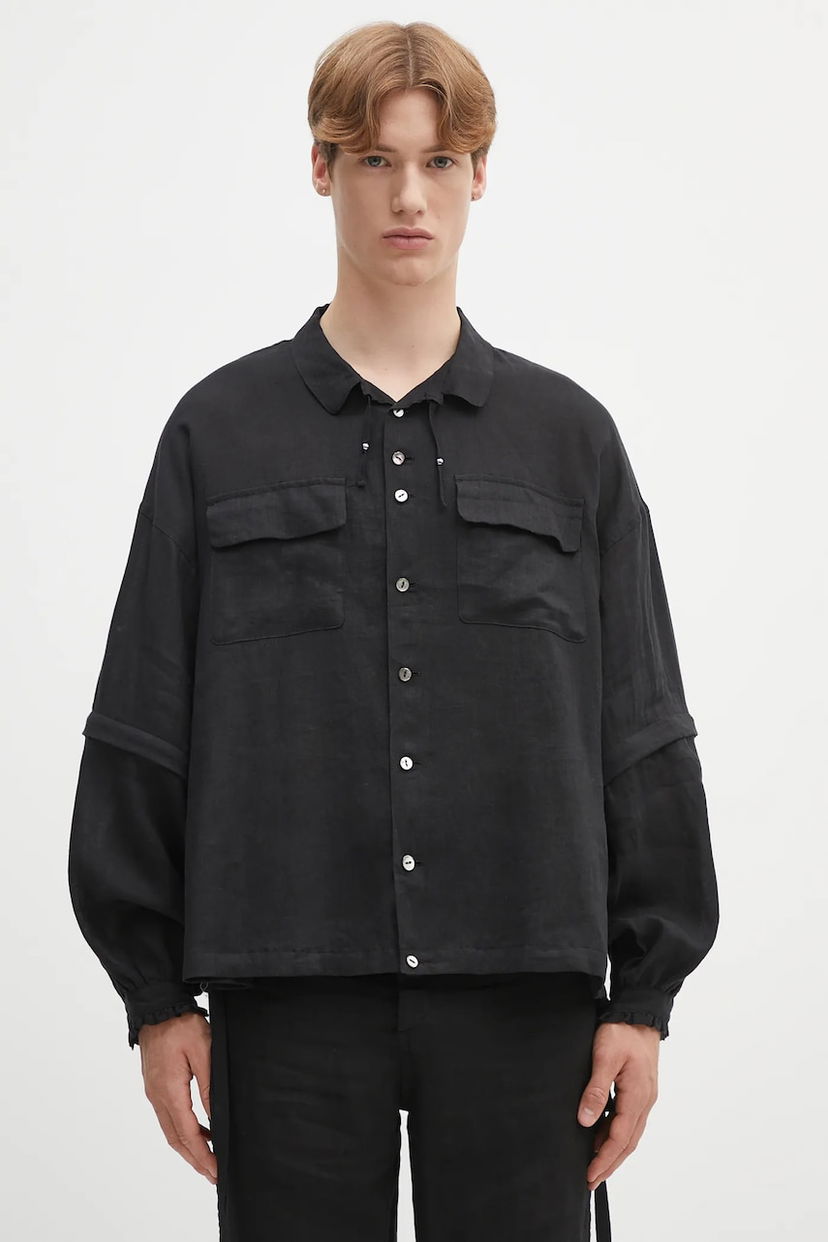Сорочка UNDERCOVER Undercover Relaxed Fit Linen Shirt чорний | UC1E4408.1