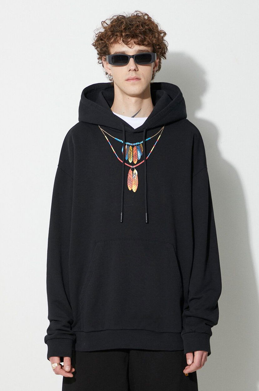 Світшоти Marcelo Burlon Feather Necklace Hoodie чорний | CMBB040C99FLE0021025
