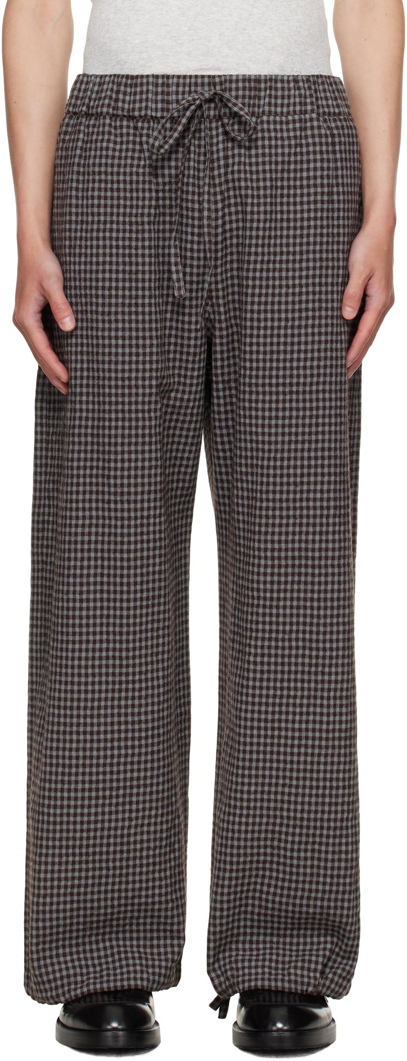 Штани sage NATION SAGE NATION Siesta Gingham Lounge Pants Коричневий | S140 SIESTA TROUSER WOOL COTTO