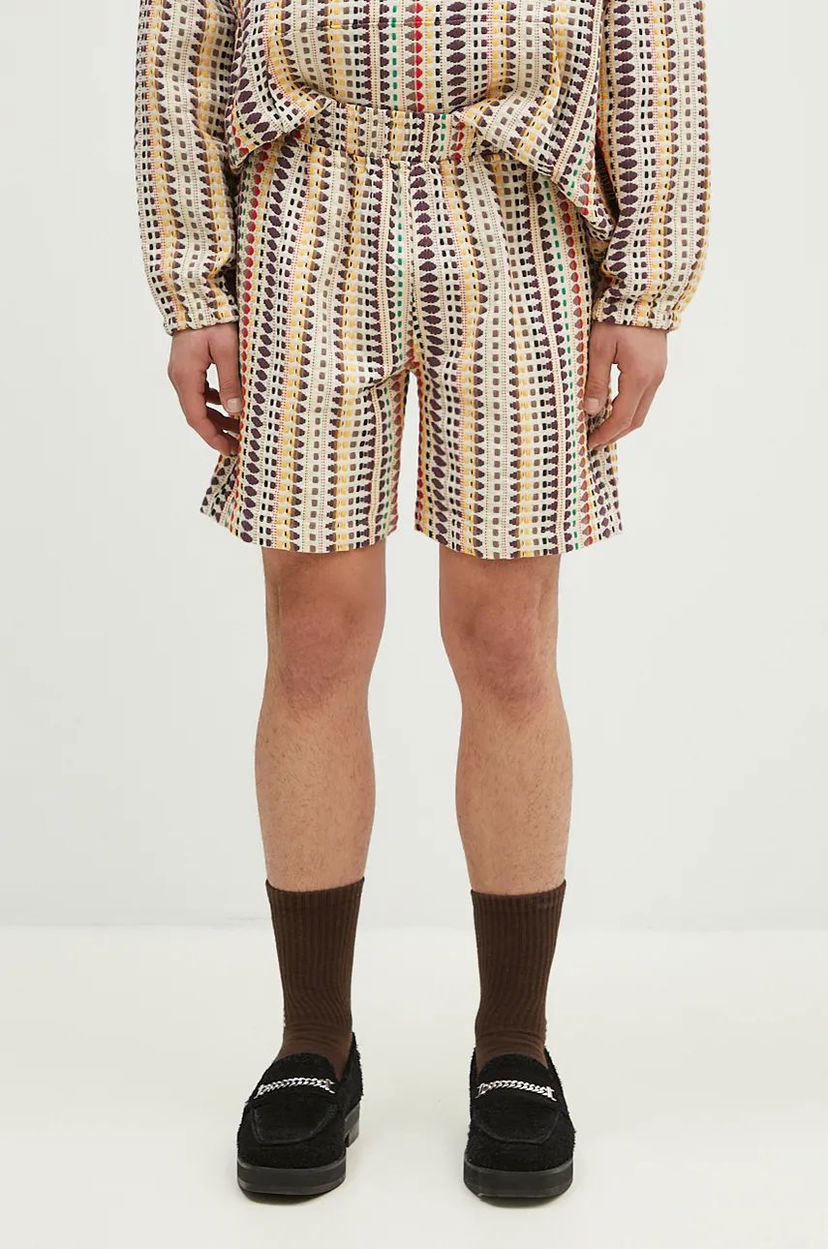 Шорти Pleasures Stitch Patterned Shorts бежевий | P24F053