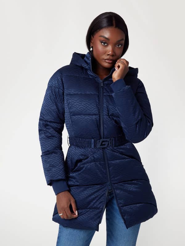 Пуховик GUESS Puffer Jacket With Belt Синій | W4BL58WGL72