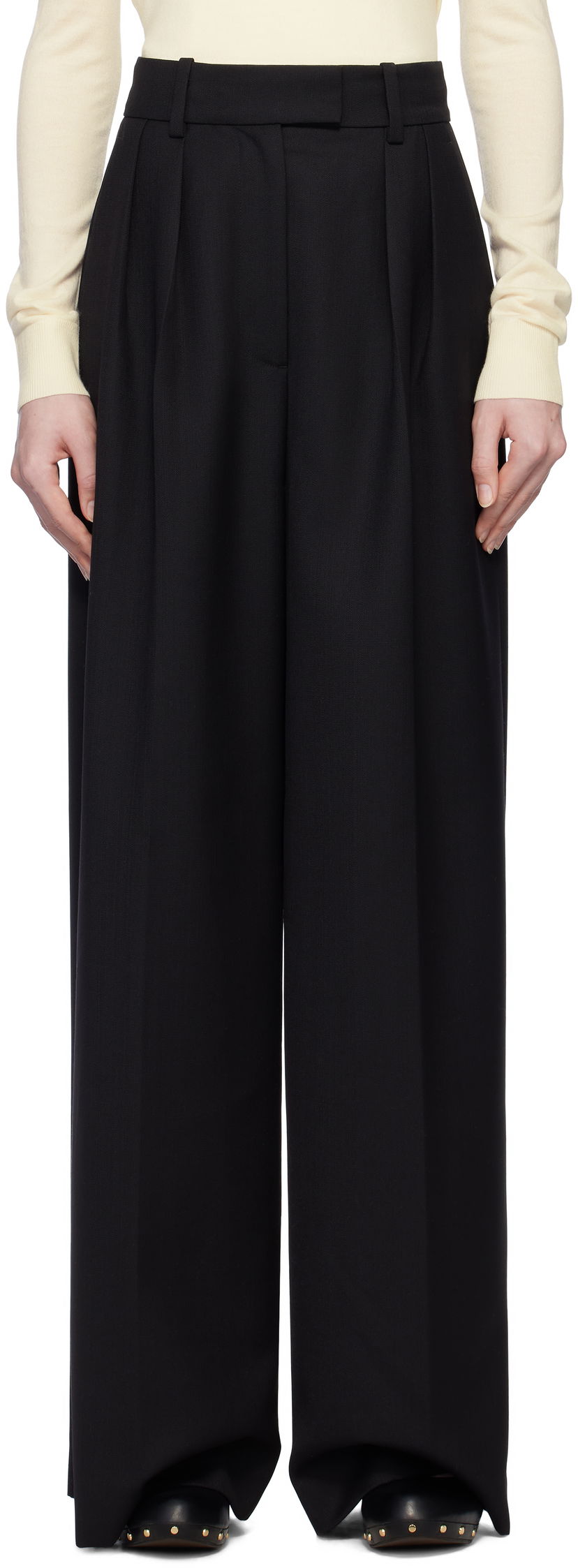 Штани Anine Bing Anine Bing Lou Wide Leg Trousers чорний | A-03-10389-BLK26