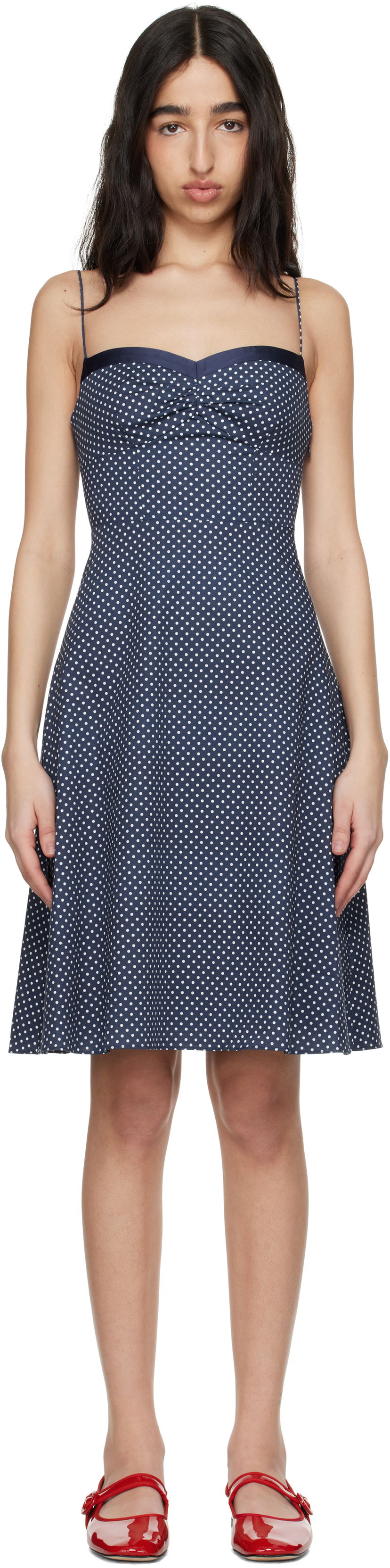 плаття GUIZIO Guizio Margaux Polka Dot Midi Dress темно-синій | S25422W089