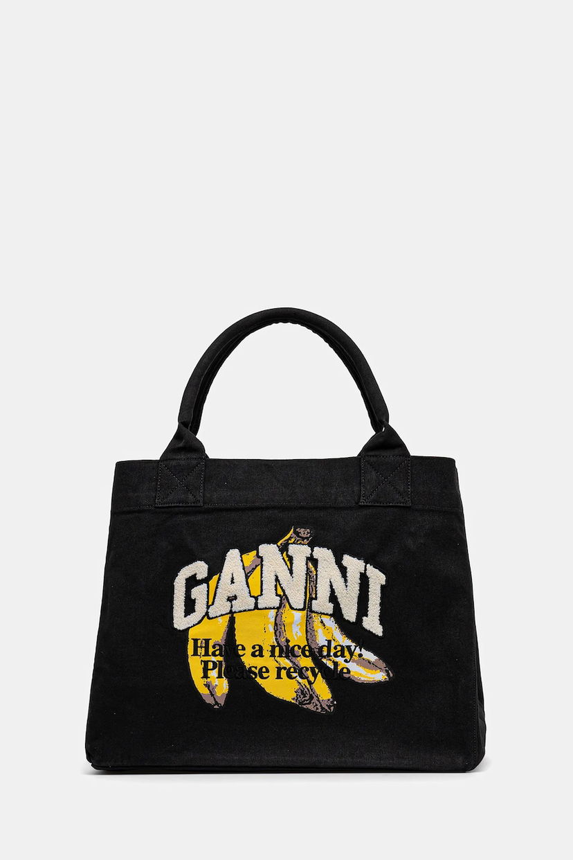 сумка-тоут GANNI GANNI Shopper XXL Pocket Banana Print Tote Bag чорний | A6896