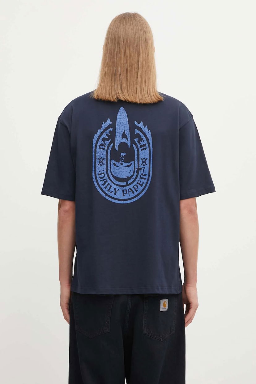 Футболка DAILY PAPER Candle Label Boxy T-Shirt темно-синій | 2521053