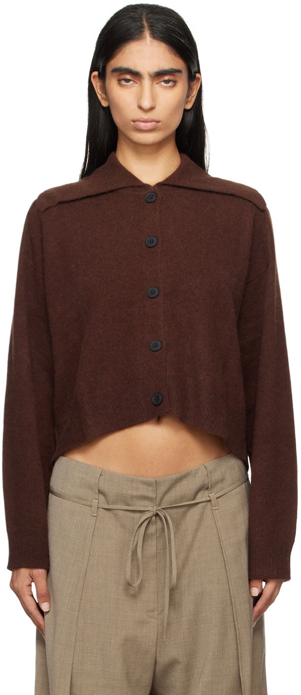 Cветр Loulou de Saison Loulou de Saison Sao Cropped Cardigan Коричневий | SAO