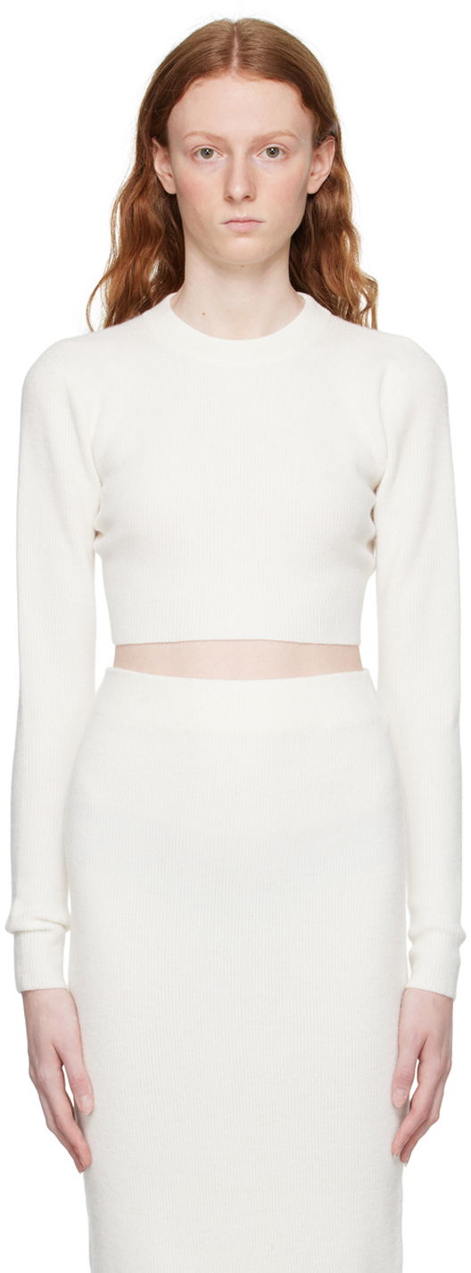 Кроп-топи BOSS Ribbed Knit Crop Sweater білий | 50482407 10246252