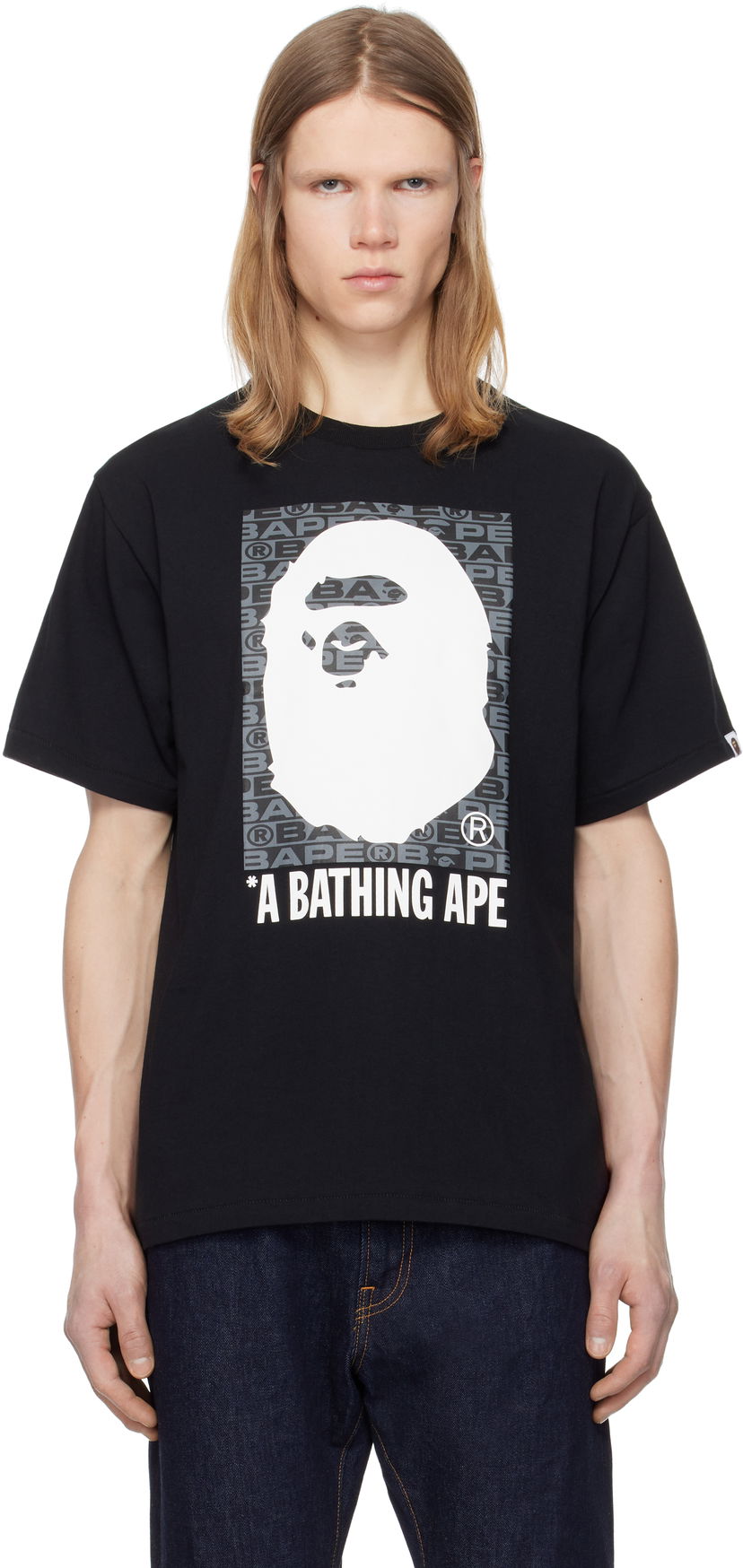 Футболка BAPE Lux Sports Pattern Box Ape Head T-Shirt чорний | 001TEK801048M