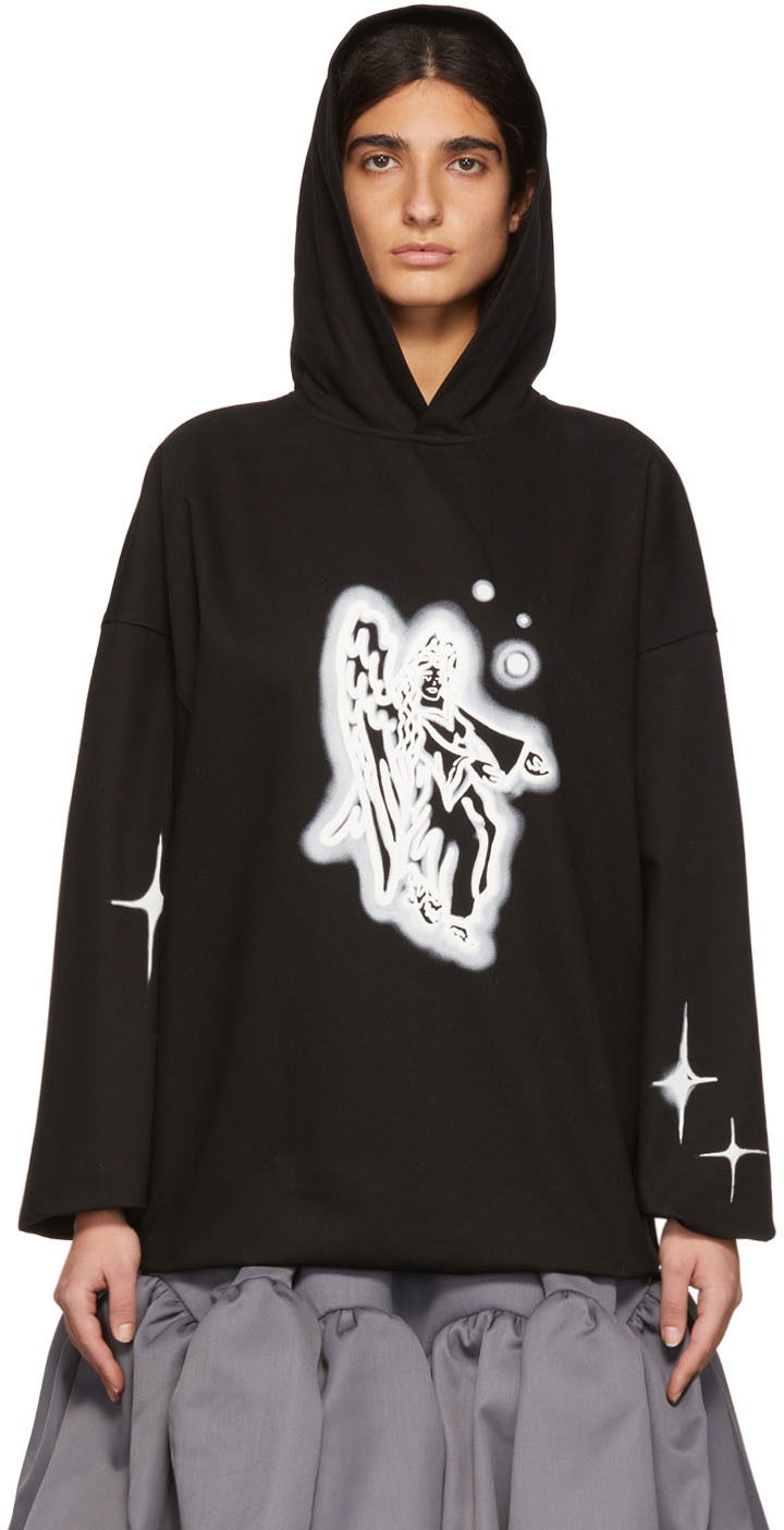 Світшоти We11done We11done Cotton Angel Graphic Hoodie чорний | WD-BL1-22-130-U-BK