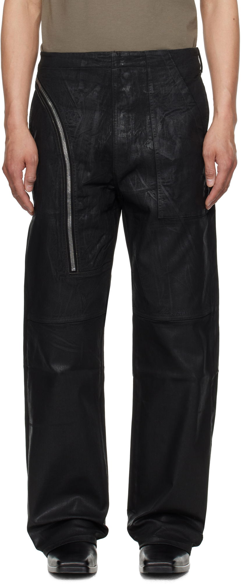 Штани Rick Owens Rick Owens DRKSHDW Hollywood Aircut Leather Pants чорний | DU01E3356 SCF