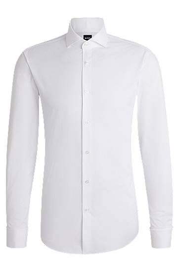 Сорочка BOSS Slim Fit Structured Cotton Shirt білий | 50539229