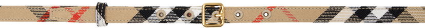 Ремені Burberry Burberry Thin Check B Buckle Belt бежевий | 8099936