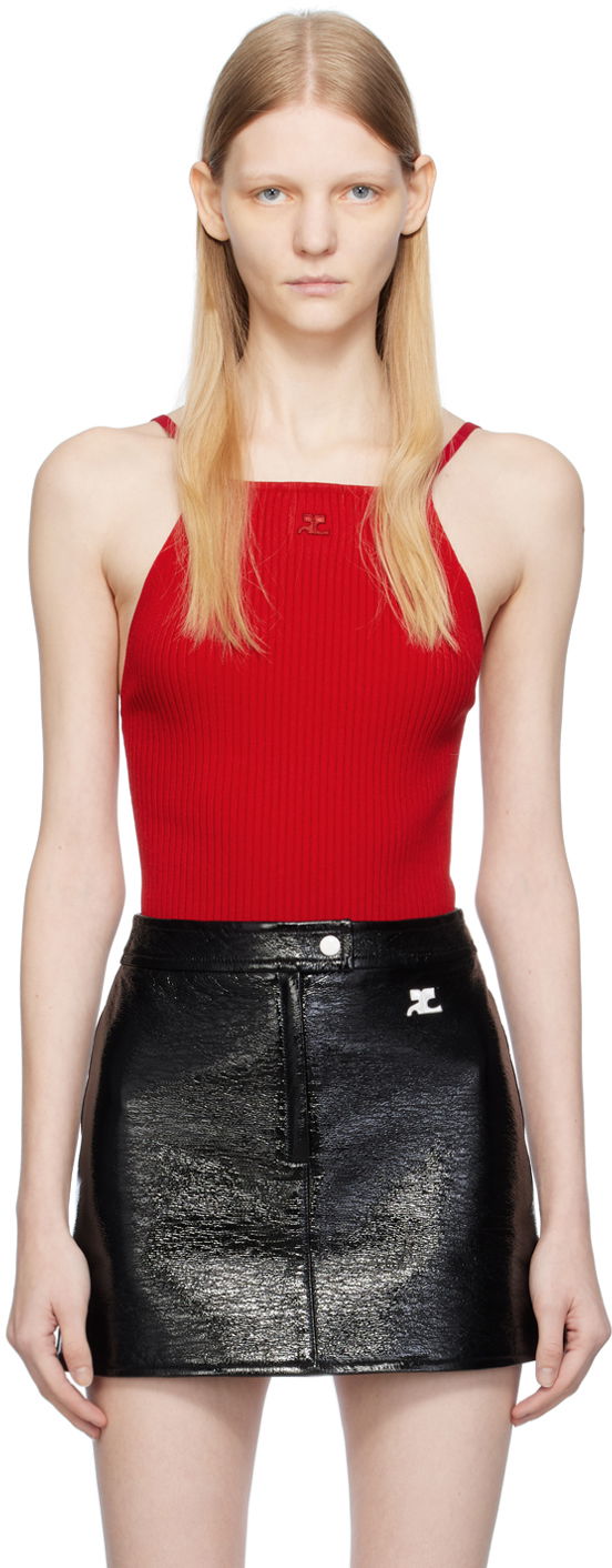 Боді Courrèges Courrèges Women's Square Neck Tank Top Червоний | 423MTO221FI0001