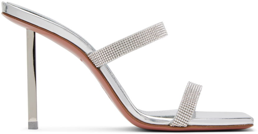Аксесуари Amina Muaddi Amina Muaddi Rih Crystal-Embellished Slipper Sandals Металік | RIH SLIPPER METAL MESH