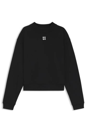 Cветр BOSS Relaxed Fit Cotton Terry Sweatshirt with Stacked Logo чорний | 50527463