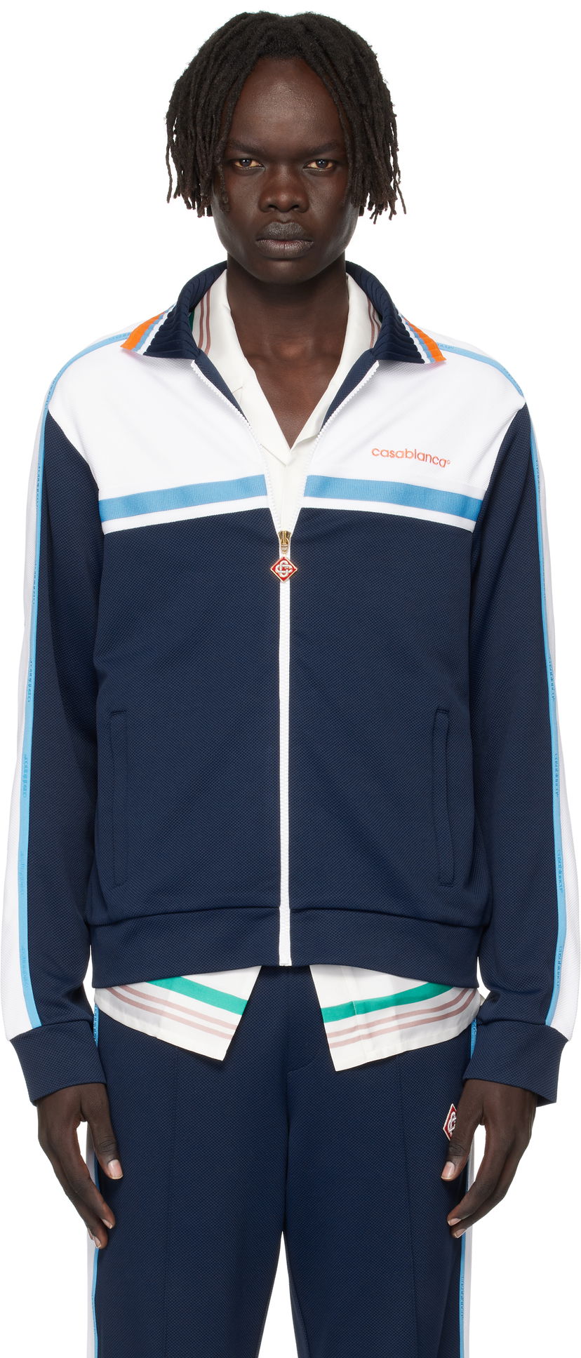 Куртка Casablanca Casablanca Pique Track Jacket темно-синій | MPF25-JTP-391-01