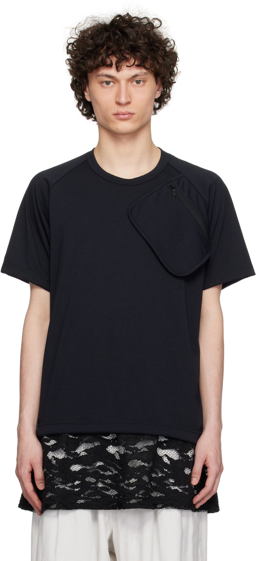 Футболка Comme des Garçons Comme des Garçons Homme Plus Pocket Jersey T-Shirt with Lace Trim чорний | PO-T017-051