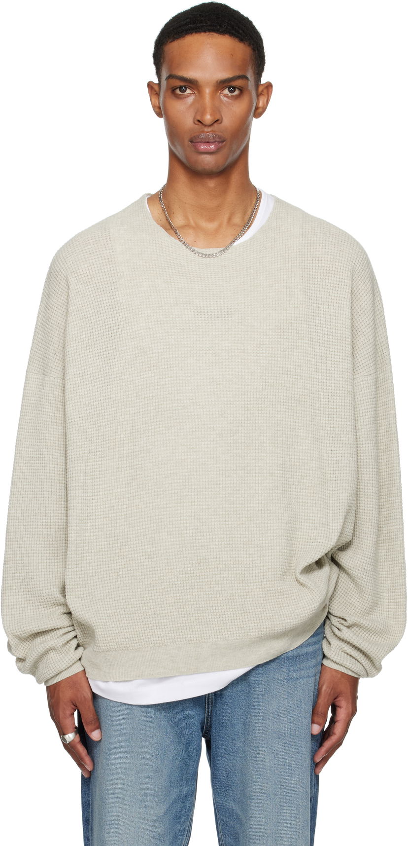 Світшоти Fear of God Fear of God ESSENTIALS Waffle Long Sleeve Crewneck Sweatshirt Сірий | 192SP256162F