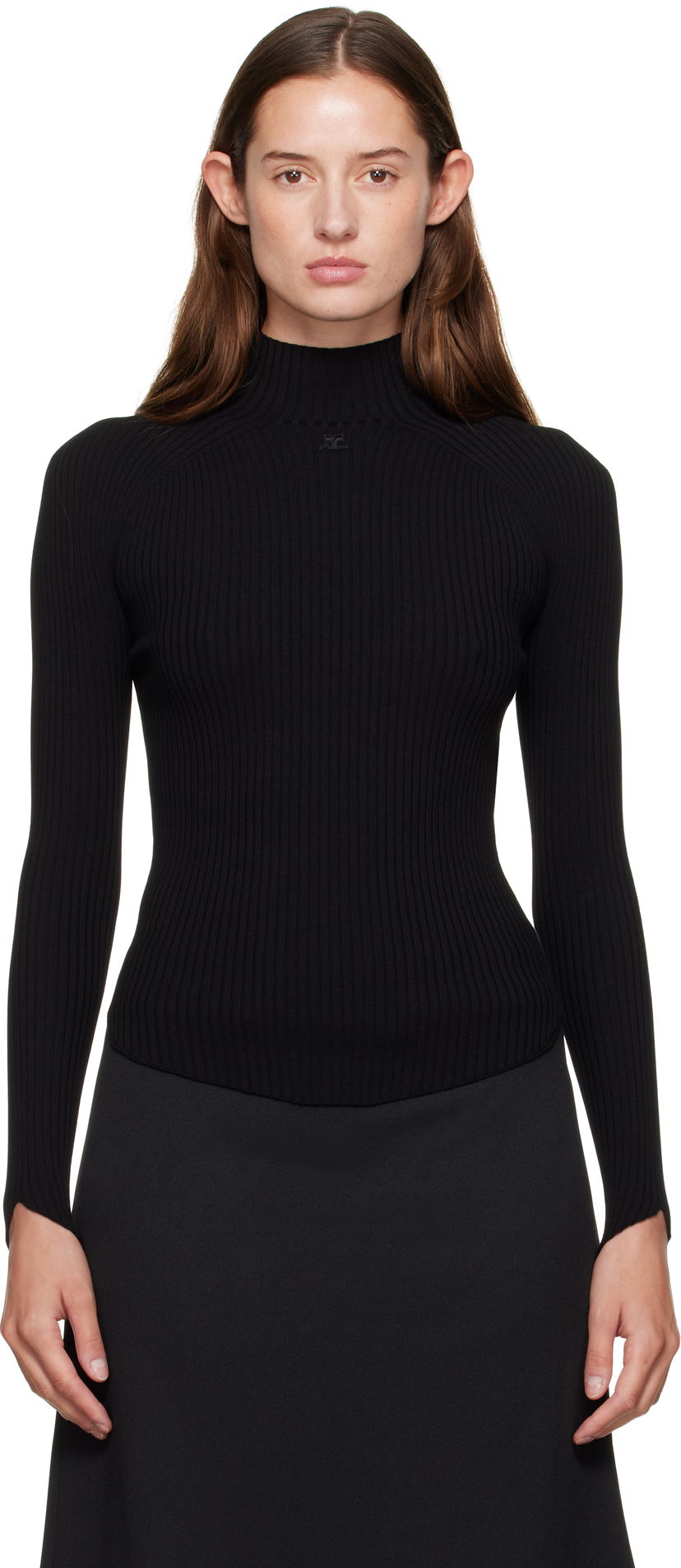 Cветр Courrèges Courrèges Ribbed Mock Neck Sweater чорний | 325MPU251FI0001