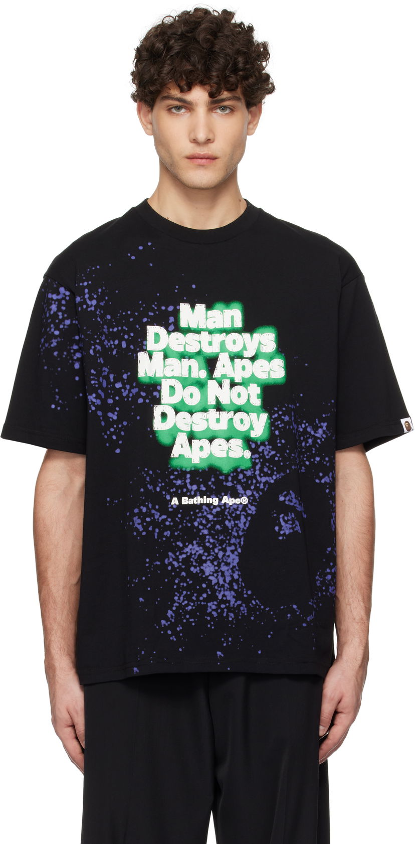 Футболка BAPE Spray Print Slogan T-Shirt чорний | 001CSK801313M