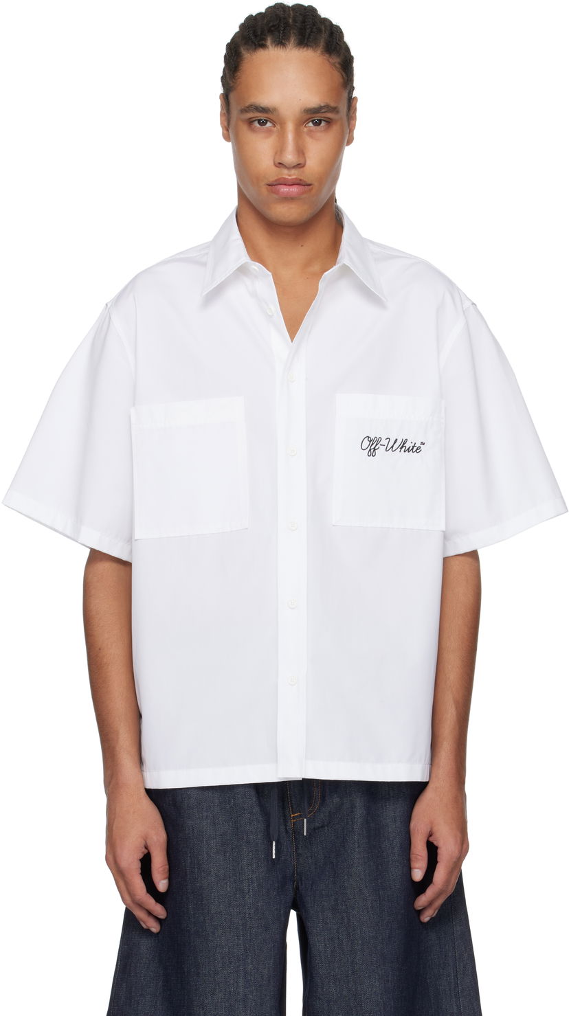 Сорочка Off-White Off-White Script Summer Shirt білий | OMGG002C99FAB0030110
