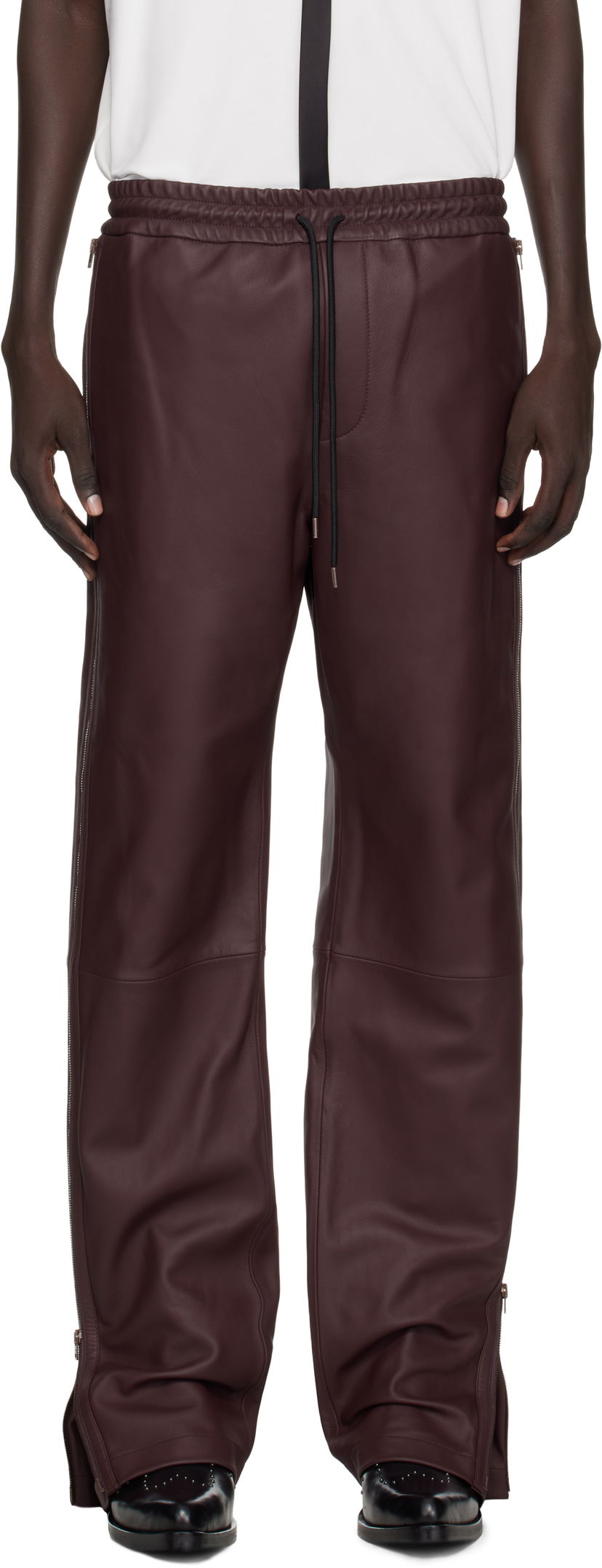 Штани Acne Studios Acne Studios Regular Fit Leather Pants Бордовий | BK0695-