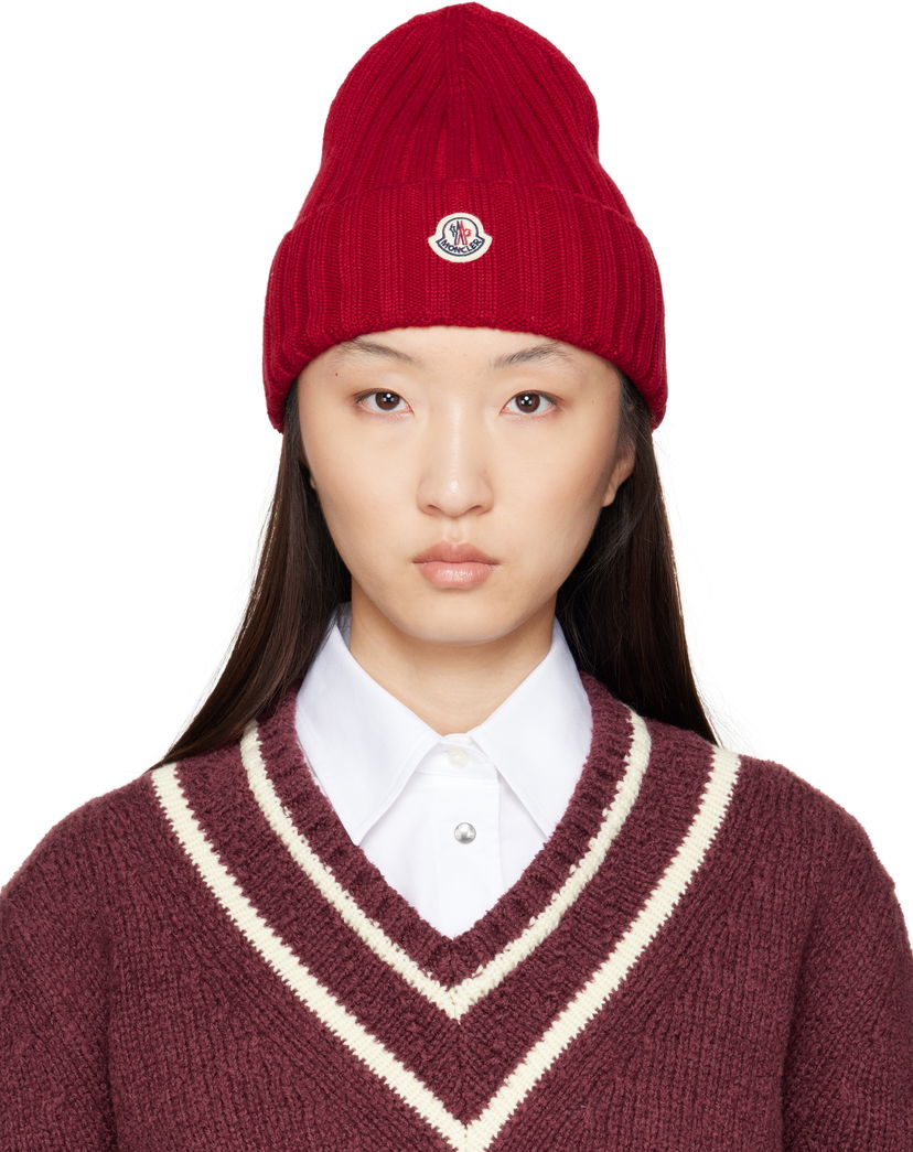 Шапка Moncler Moncler Wool Ribbed Beanie Червоний | K20933B00036A9327