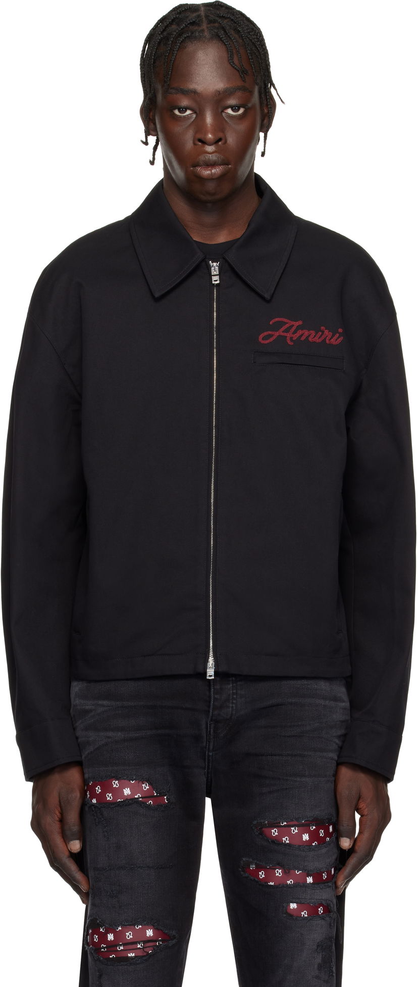 Куртка AMIRI Script Logo Zip Jacket чорний | AMOUBN1059