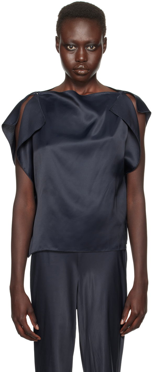 Безрукавка Baserange Baserange Clavo Satin Blouse темно-синій | TOCLA-VI-WI24