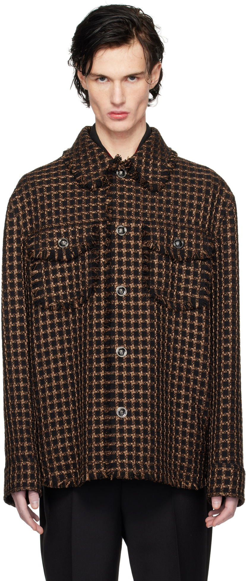 Куртка Versace Tweed Overshirt Jacket Коричневий | 1017402_1A12329
