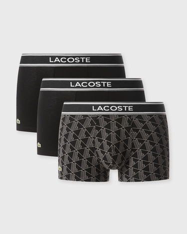Боксери Lacoste Pack of 3 Patterned and Plain Elastic Waistband Trunks чорний | 5H4970-031, 0