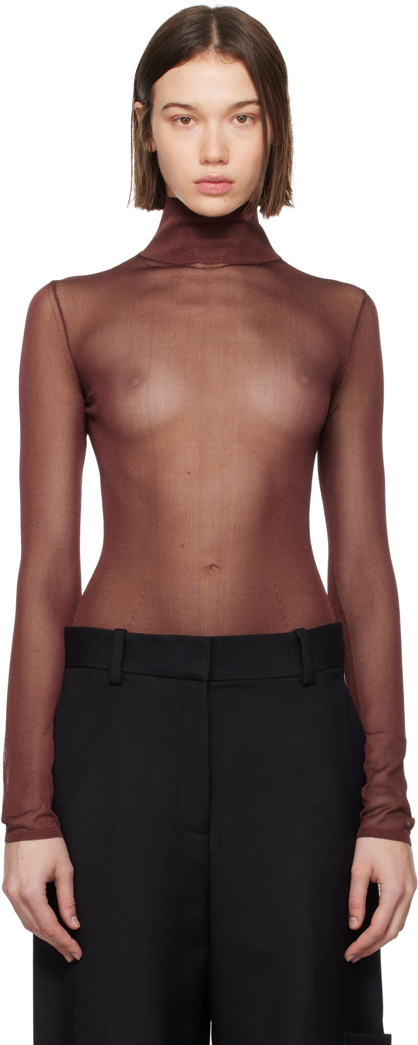 Боді Khaite Tallin Turtleneck Bodysuit Коричневий | 9647435