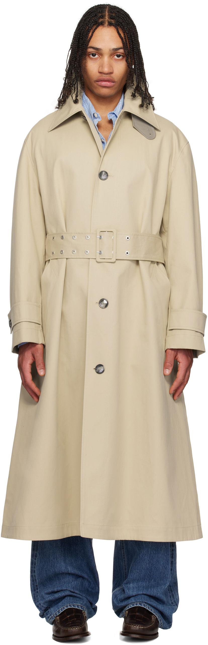 Тренчкот AMI AMI Paris Cotton Belted Mac Coat бежевий | HJK520.CO0081