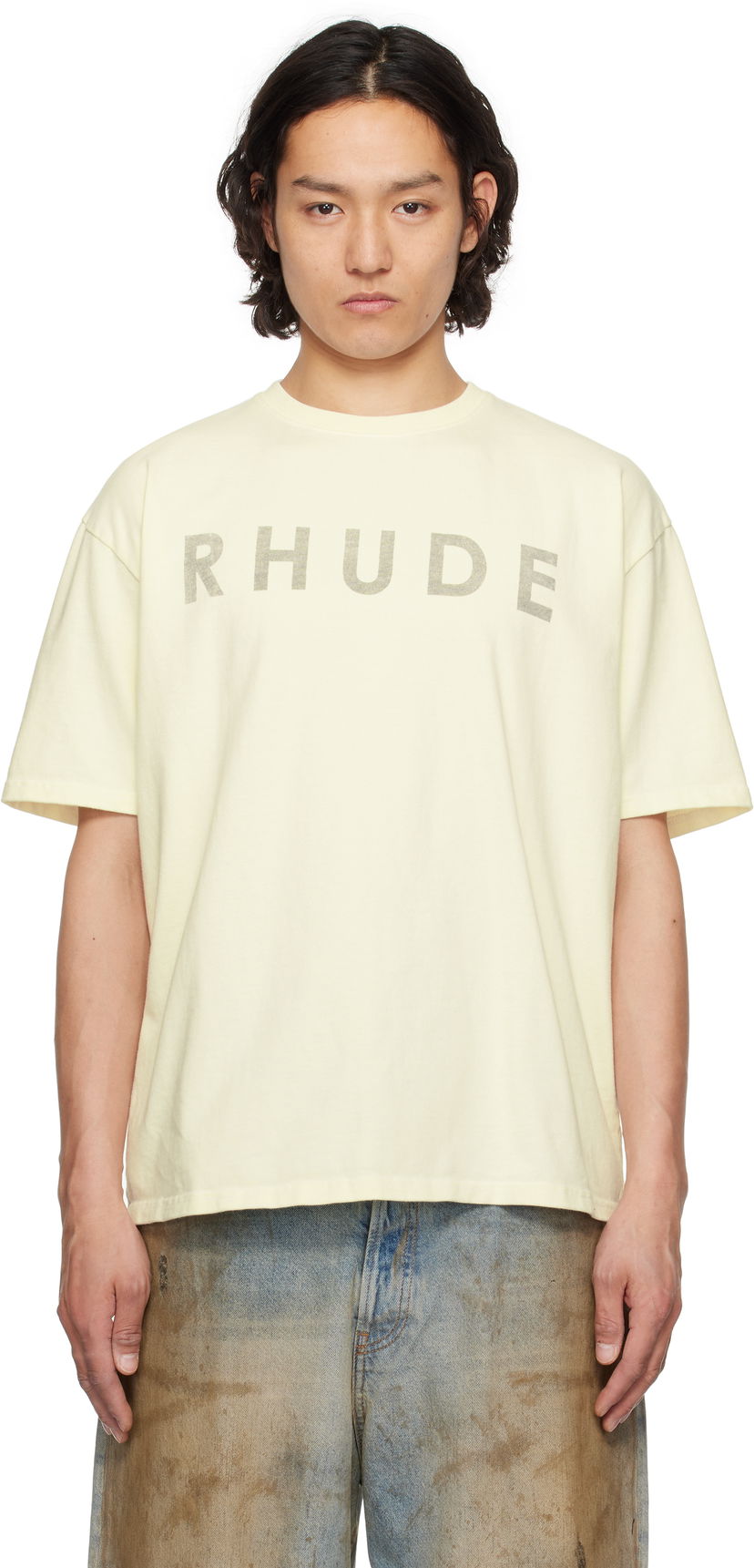 Футболка Rhude Rhude Distressed Logo T-Shirt Жовтий | RHSS25TT23012