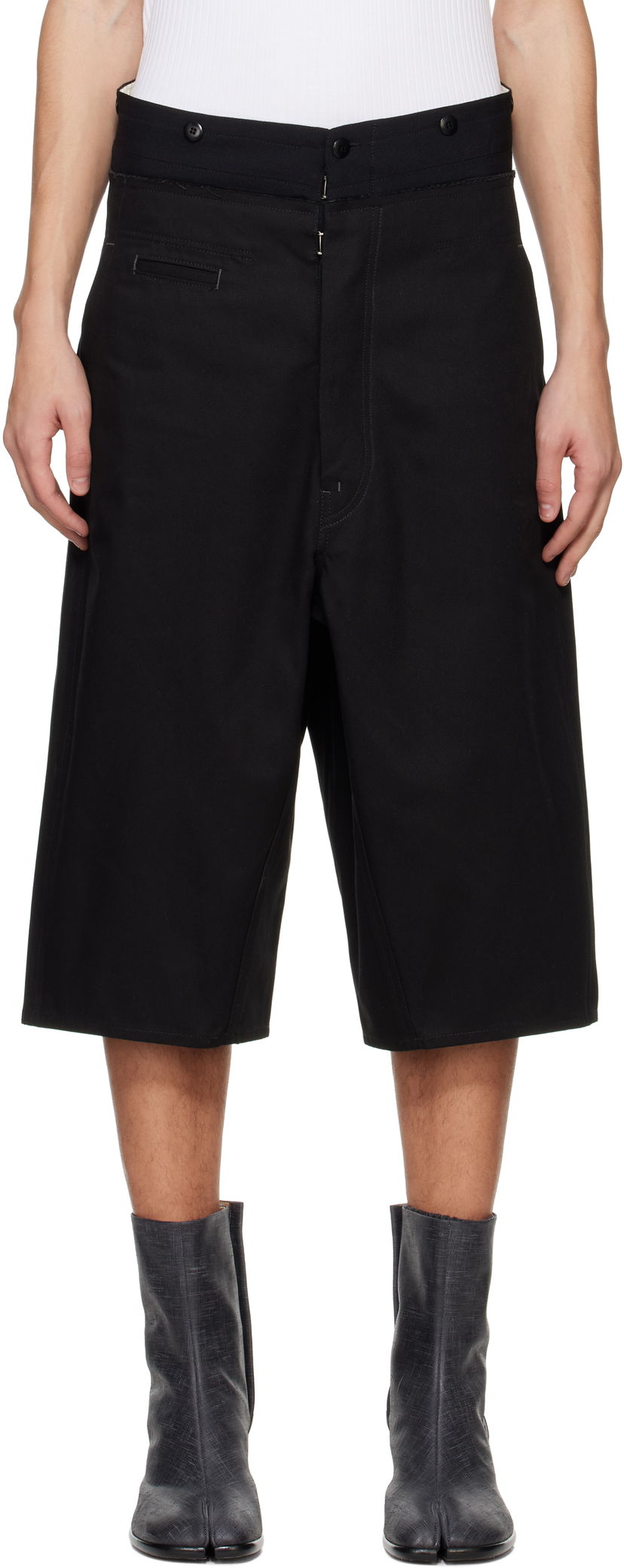 Шорти Maison Margiela Maison Margiela Spliced Cotton Shorts чорний | S50MU0079 M35206