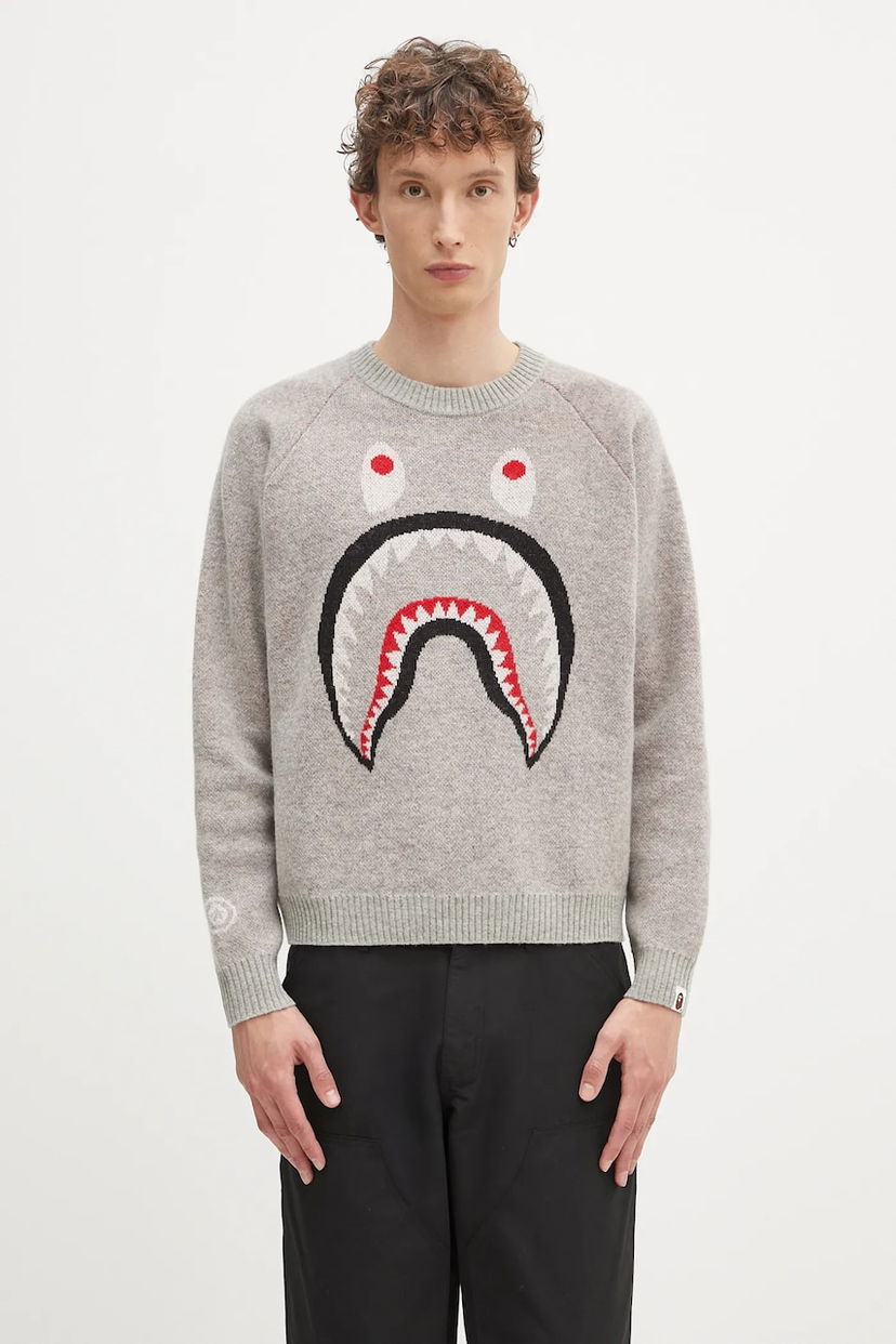 Cветр BAPE A Bathing Ape Shark Knit Sweater Сірий | 1K80220004
