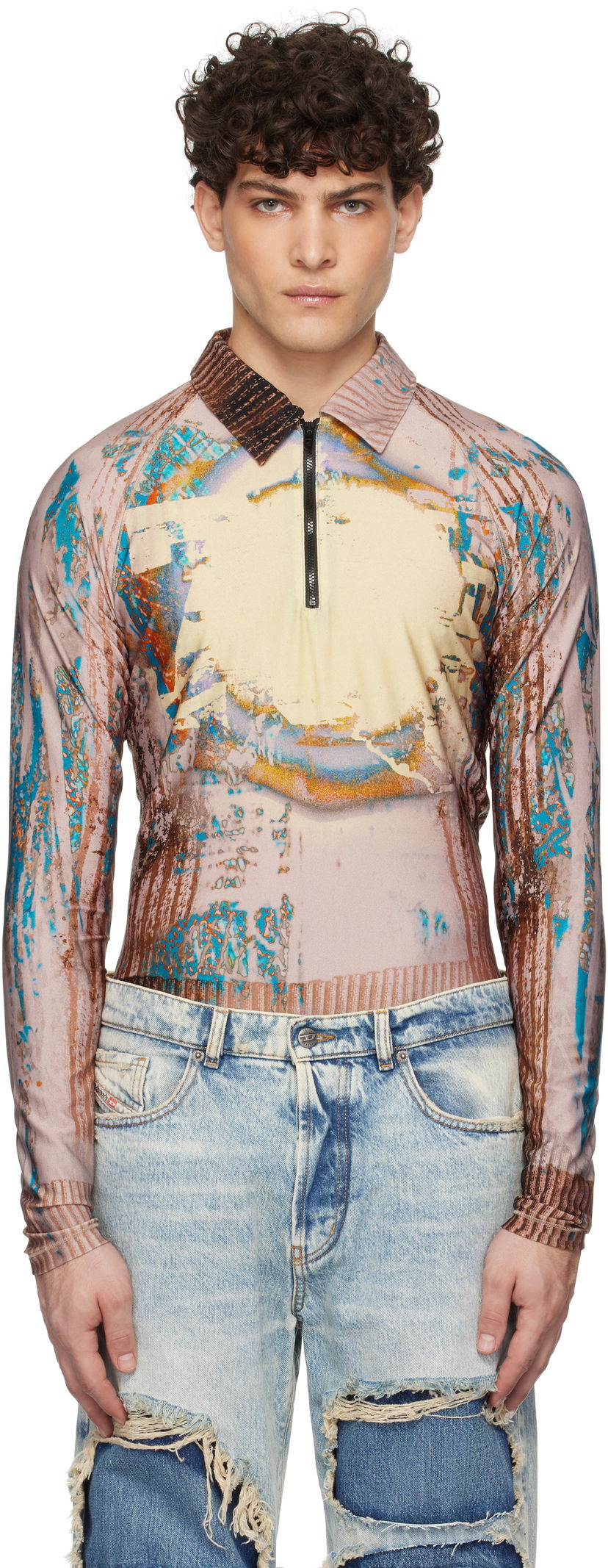 Сорочка поло Diesel Printed Long Sleeve Polo Різнокольоровий | A15895-0HPAB-7EWA