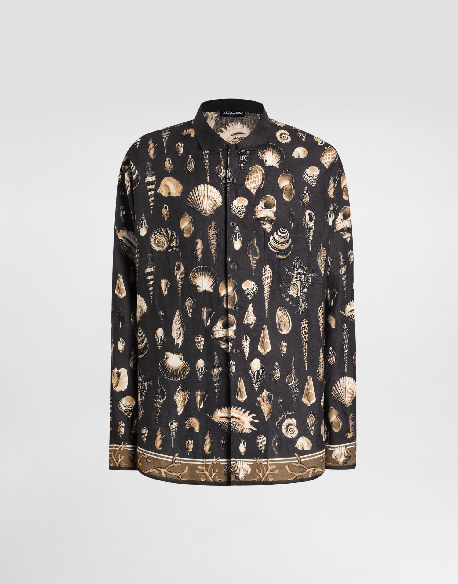 Сорочка Dolce & Gabbana Dolce & Gabbana Oversized Linen Canvas Shell-Print Shirt чорний | G5NK0TFP4NSHM5PI, 0