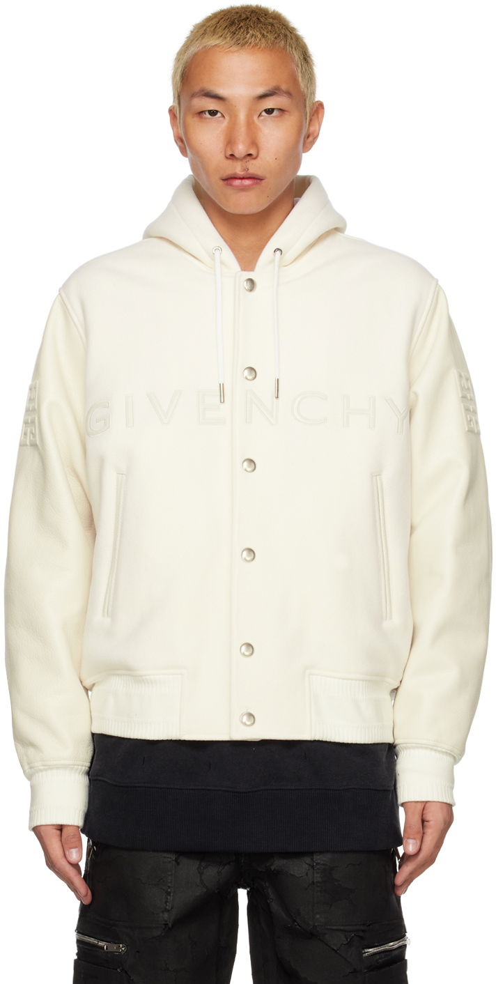 Куртка бомбер Givenchy Givenchy Hooded Varsity Bomber Jacket білий | BM011T6Y16