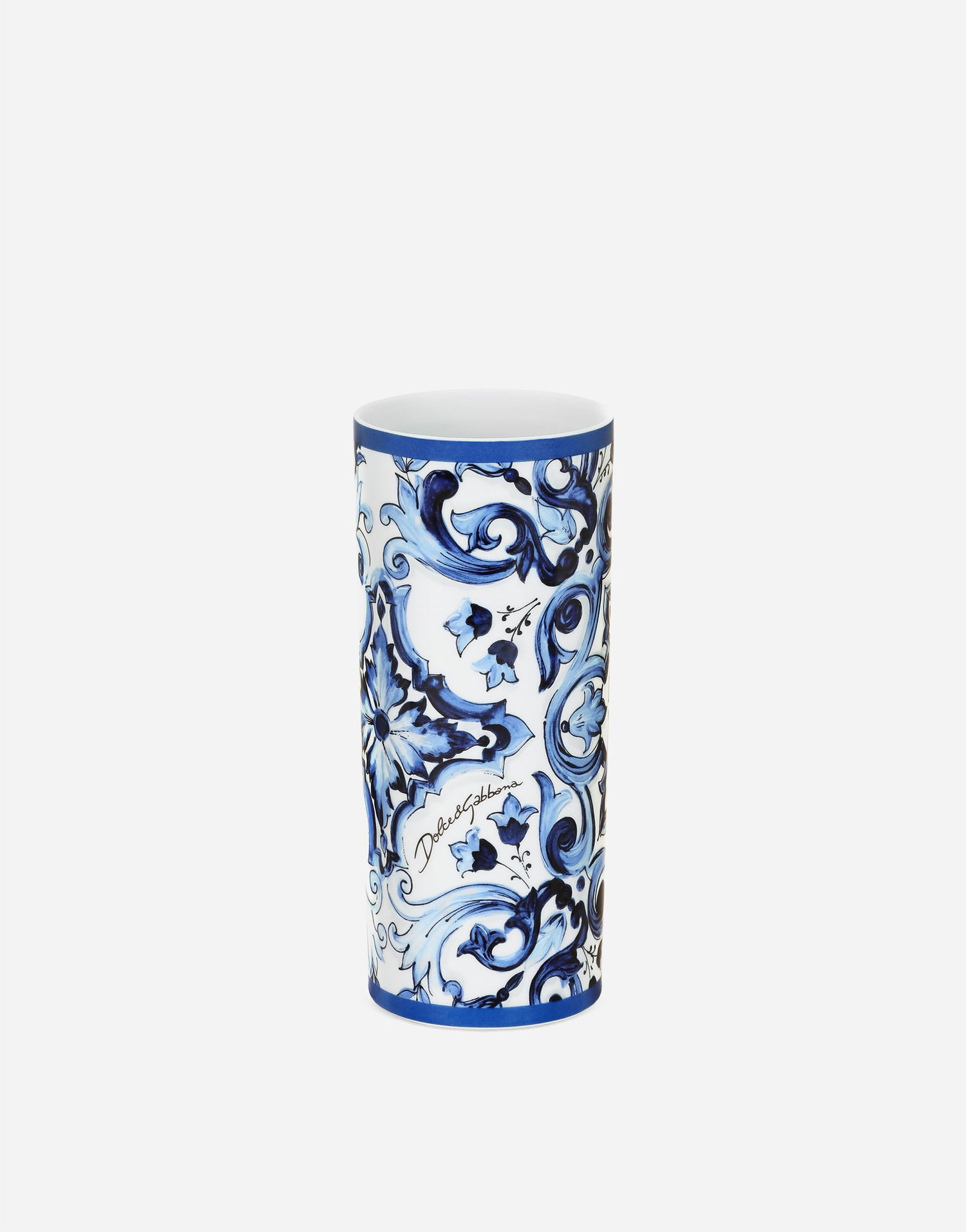 Домашній декор Dolce & Gabbana Dolce & Gabbana Cylindrical Porcelain Majolica-print Vase Різнокольоровий | TCC196TCAMZUB011, 1
