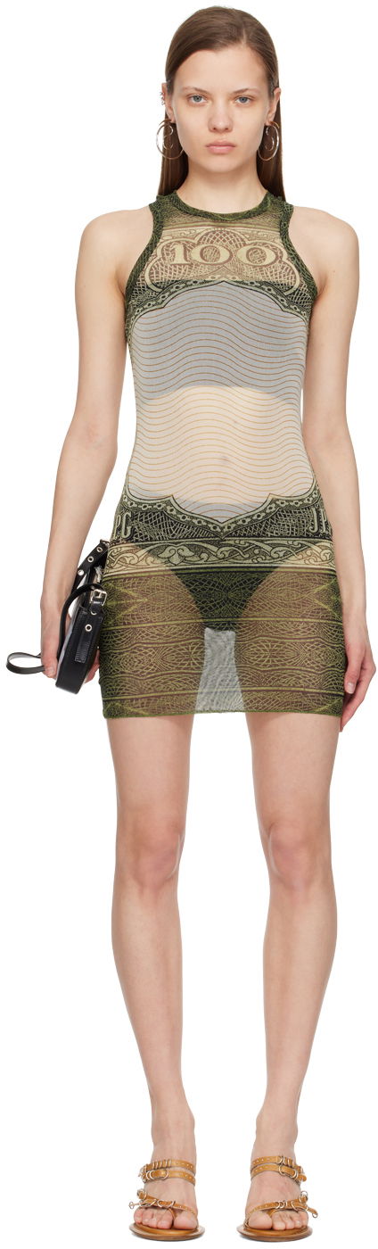 плаття Jean Paul Gaultier Jean Paul Gaultier 'The Cartouche' Sheer Minidress Зелений | 24/25-F-RO157-T515-400300156