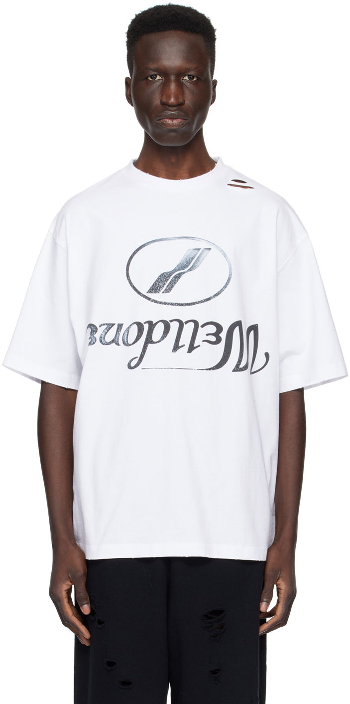 Футболка We11done Distressed Logo T-Shirt білий | WD-TT3-22-905-U-WH