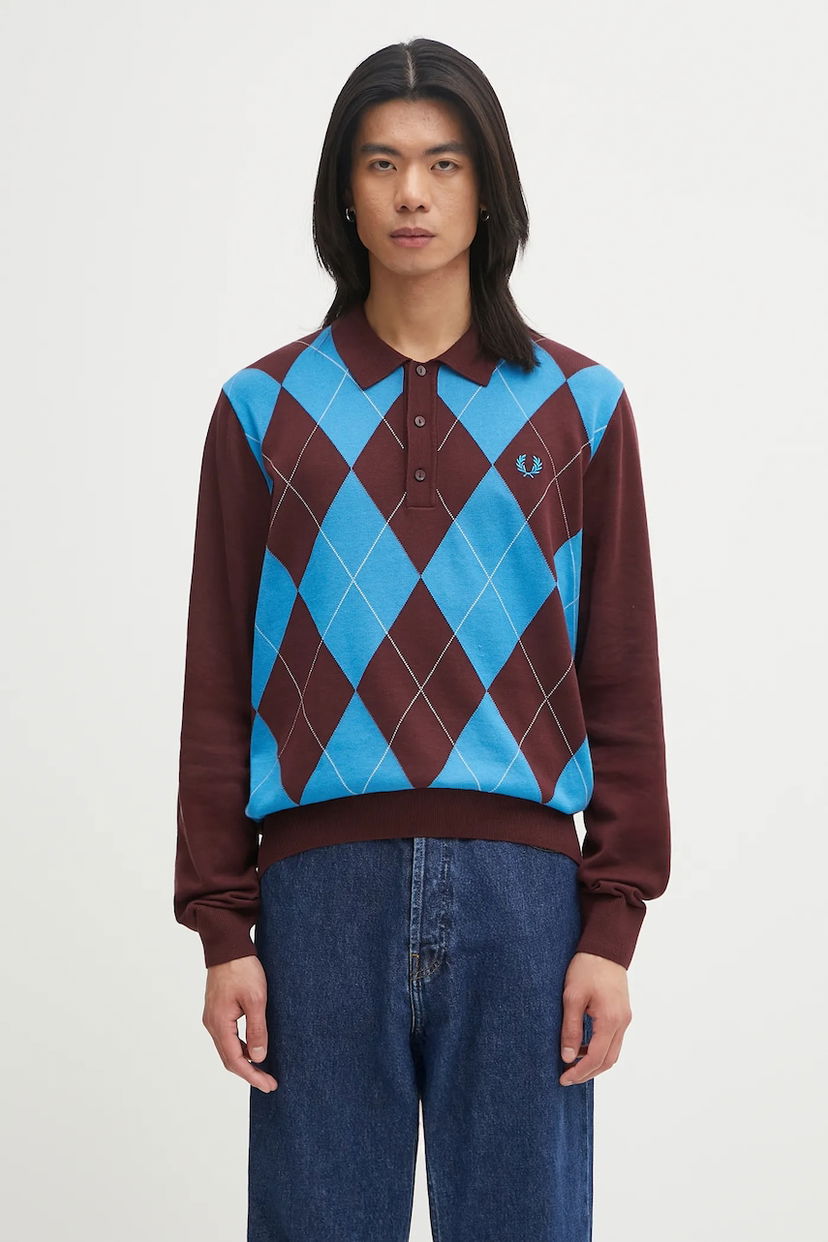 Сорочка поло Fred Perry Fred Perry Argyle Knitted Long Sleeve Polo Коричневий | K1318