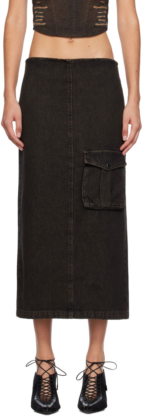 Спідниця Miaou Miaou Freya Denim Maxi Cargo Pocket Skirt чорний | 4047SD4BLK