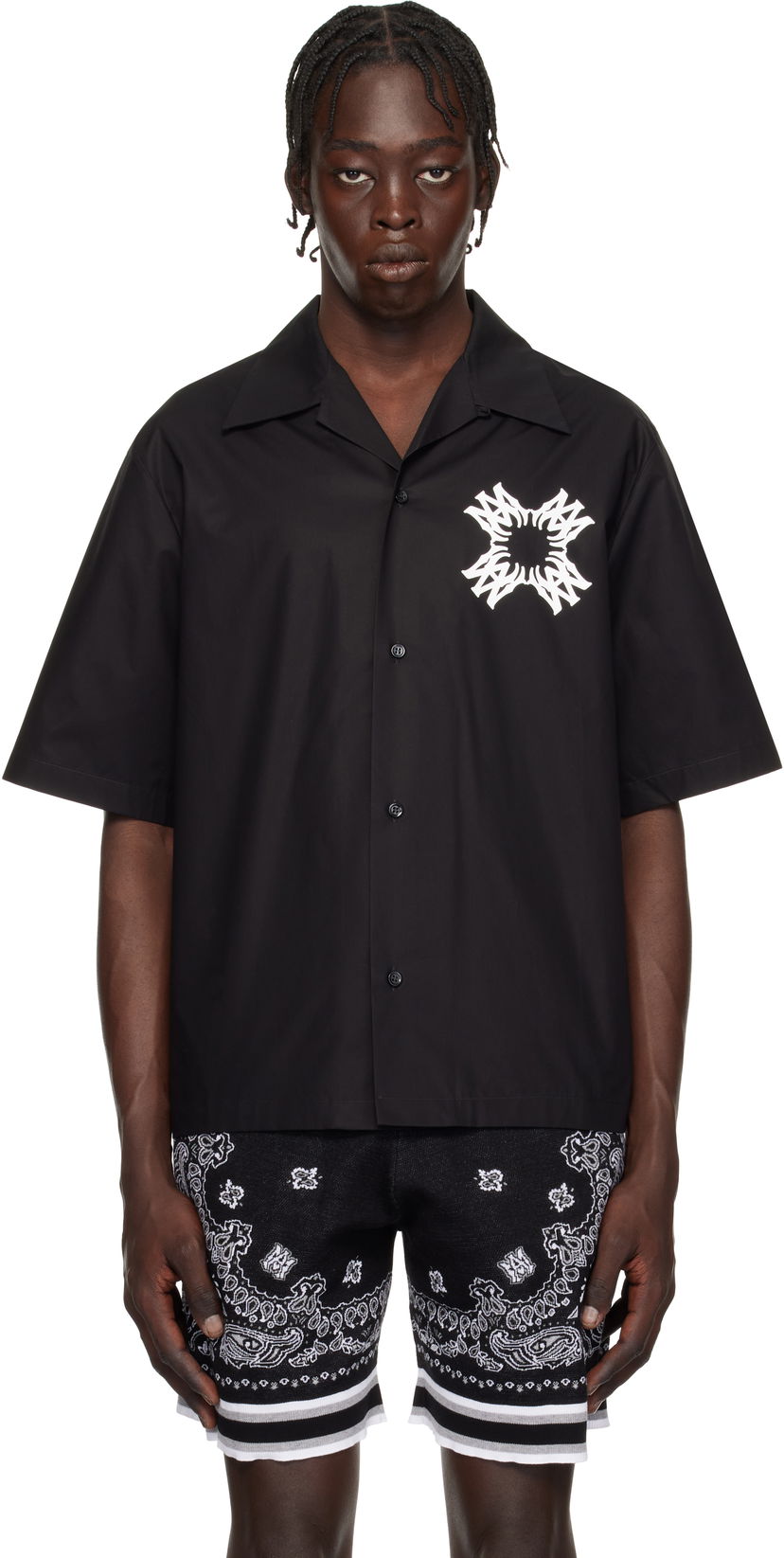 Сорочка AMIRI Quad Logo Print Bowling Shirt чорний | AMSTCA1075