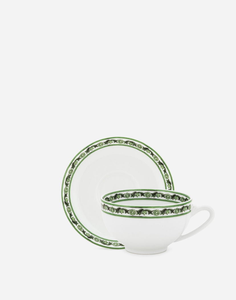 Домашній декор Dolce & Gabbana Porcelain Teacup And Saucer Set Зелений | TC0S13TCALIUV028