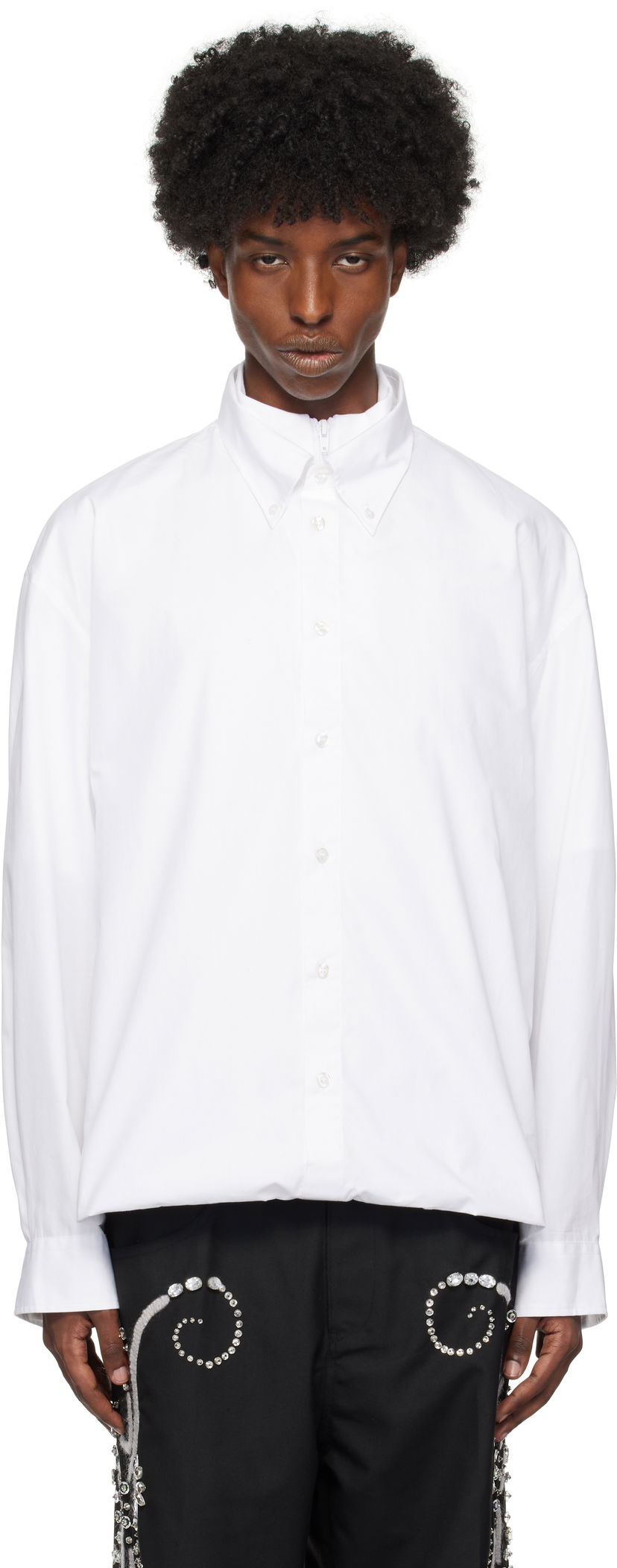 Сорочка Bluemarble Double-Layered Foldover Long Sleeve Shirt білий | SH37 PO21B24 WHT