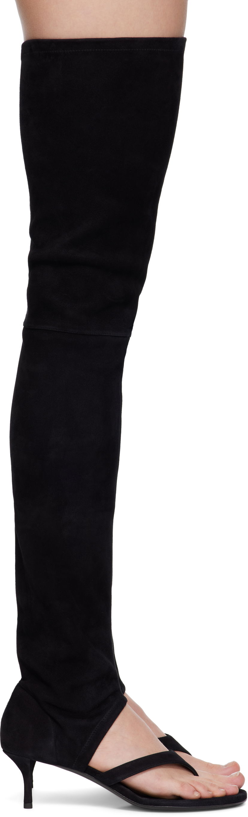Одяг Alaïa ALAÏA Stretch Suede Tall Thong Boots чорний | AA3O057CK311
